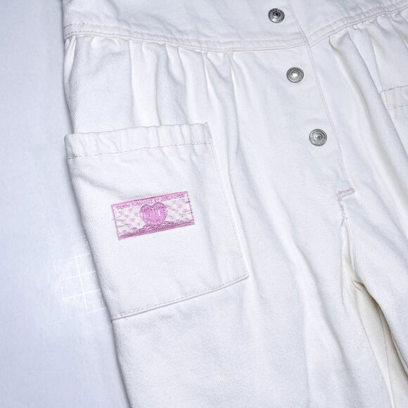 Vintage Jordache Girls Lace Bubble Denim Overalls Longall Romper Outfit 4 - Picture 5 of 16